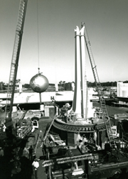 The Crossroads tower at Walt Disney World in Orlando, Florida under construction.